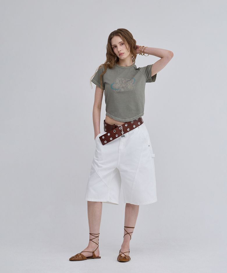 레글런 피그먼트 반팔 티셔츠 KHAKI