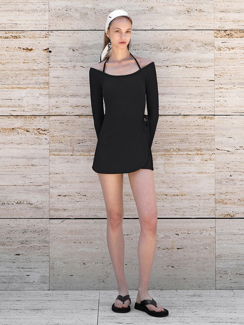 CONNIE RIBBED KNIT SWIM WRAP DRESS(SW-828)