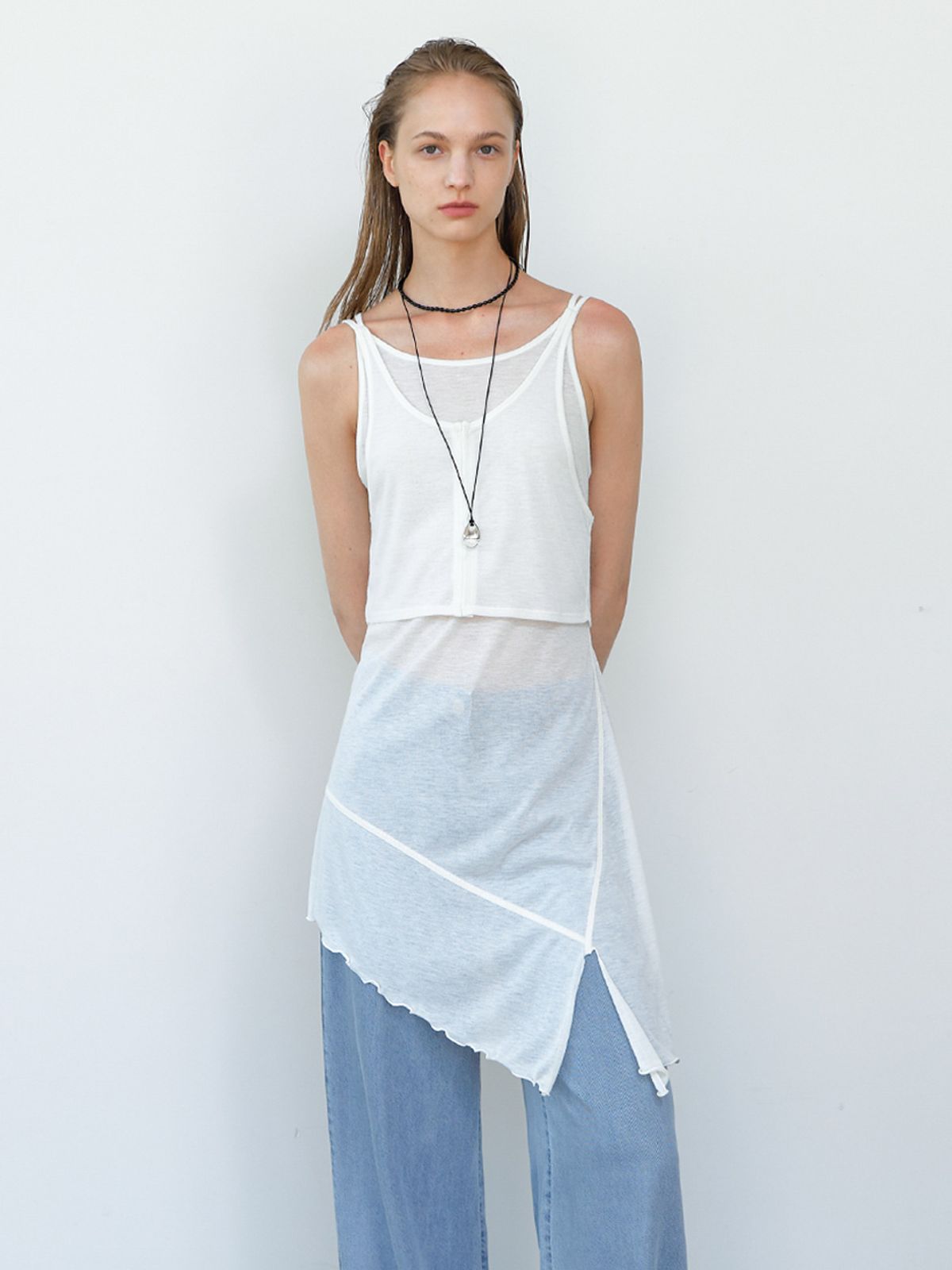 아틀리에 나인(ATELIER NAIN) DIAGONAL DOUBLE LAYERD TEE(T-7051)