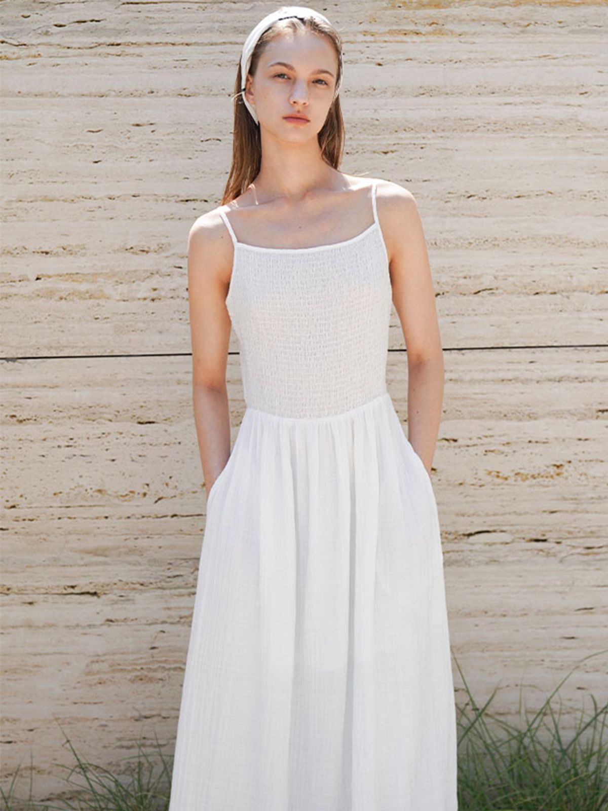아틀리에 나인(ATELIER NAIN) SMOCKING SLEEVELESS ONE PIECE(OP-6275)