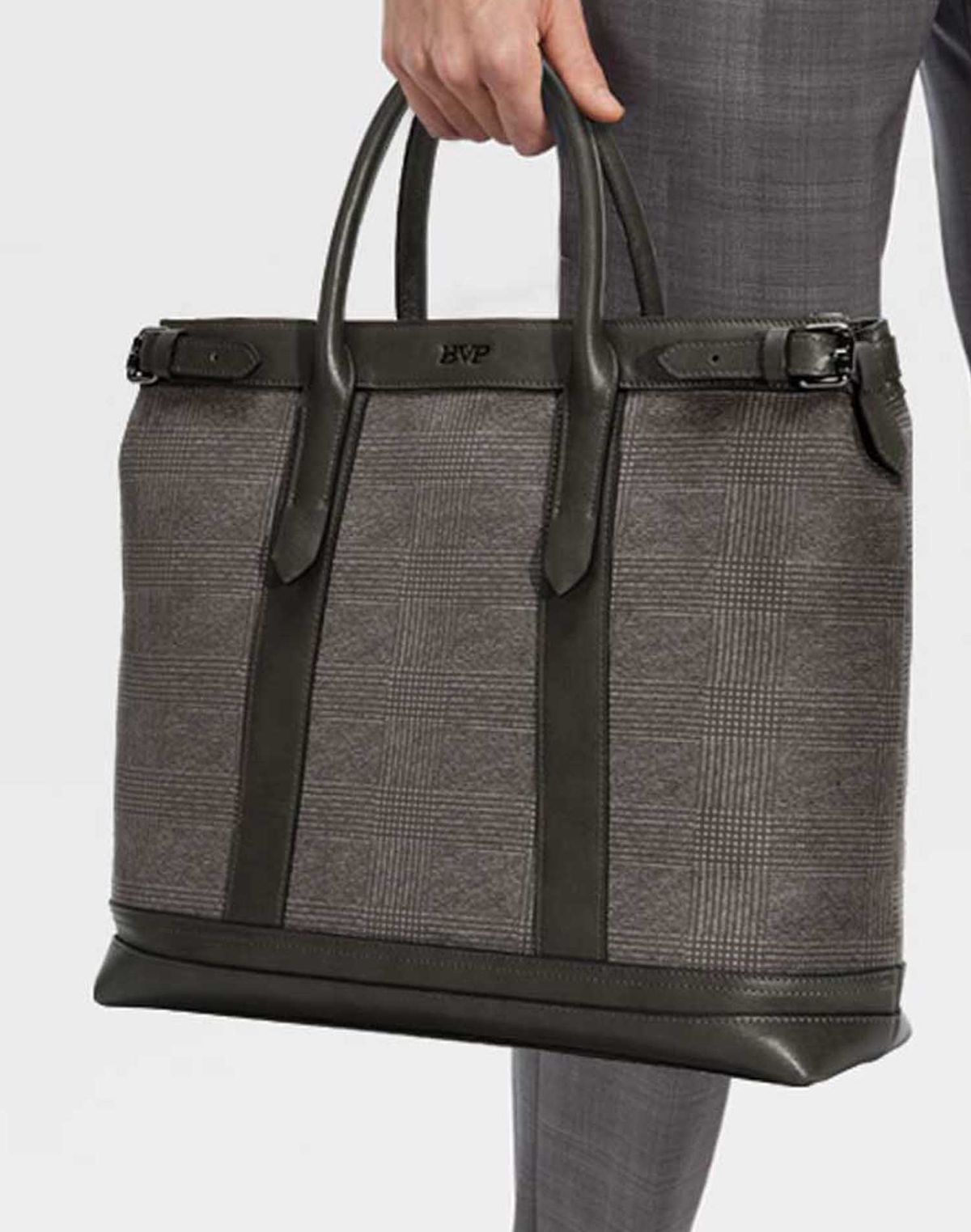 비브이피(BVP) 글렌체크패턴 천연가죽 남자 서류가방 T1105