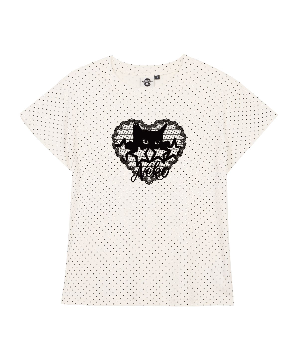 본챔스(BORN CHAMPS) [3 COLORS] LACY NEKO 여성 땡땡이 반팔티셔츠 B25ST91