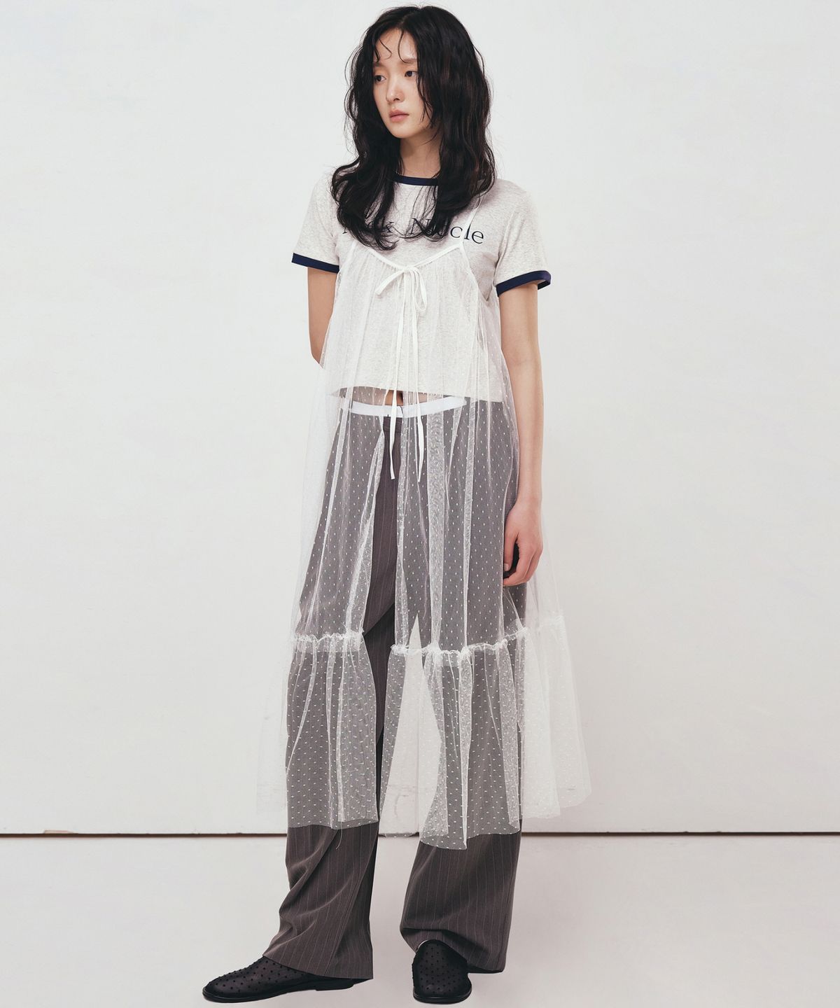 닉앤니콜(NICK&NICOLE) DOTS SEE-THROUGH LAYERED FILL DRESS_IVORY