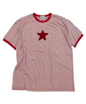 Star Stripe Ringer T-shirt ((Red))