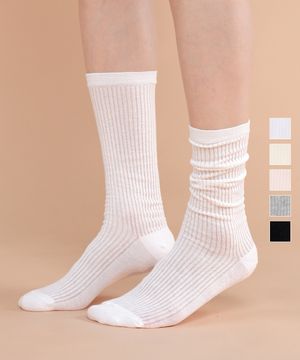 [5팩] 시스루 골지 루즈핏 긴목 양말