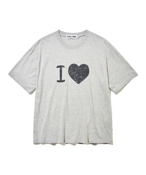 아이 러브 크롭 티셔츠[그레이]