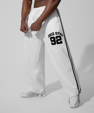 (여름용) 트랙 라인 그래픽 메쉬 와이드 팬츠_화이트