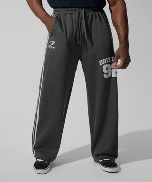 (여름용) 트랙 라인 그래픽 메쉬 와이드 팬츠_차콜