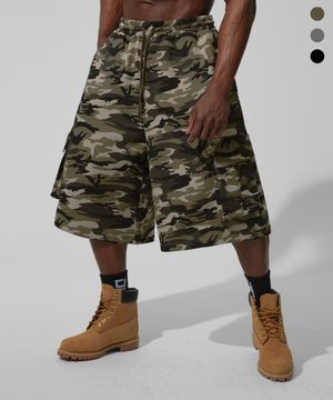 맥시 카모 버뮤다 스웨트 카고 쇼츠_3color