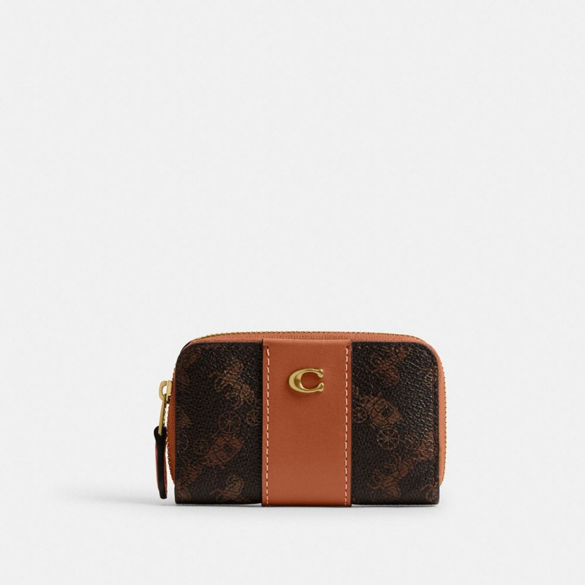 코치(COACH) 스몰 집 어라운드 카드케이스 위드 호스 앤 캐리지 프린트 CAN55 B4AWV