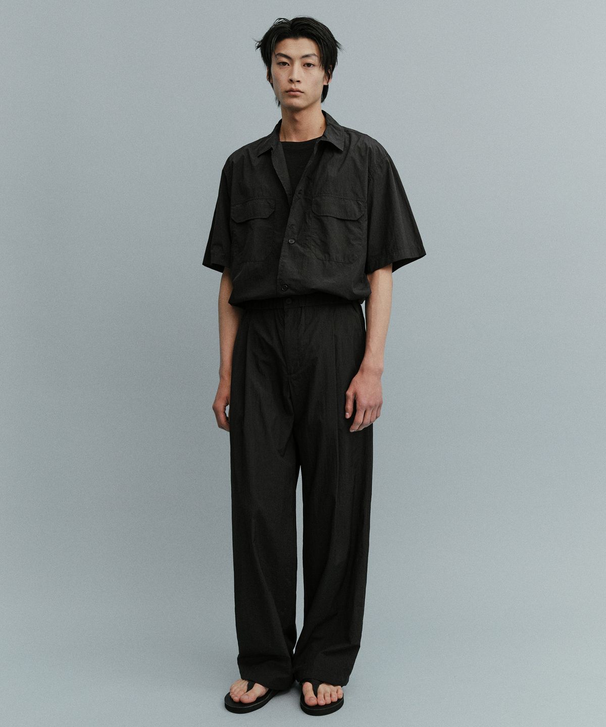 어나더 오피스(ANOTHER OFFICE) Flow Banding Easy Pants (Black)