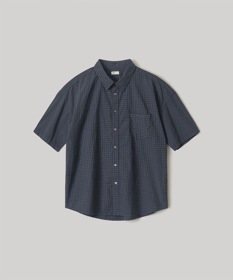 Huge Garment Gingham Check Shirt (Smoky Indigo)