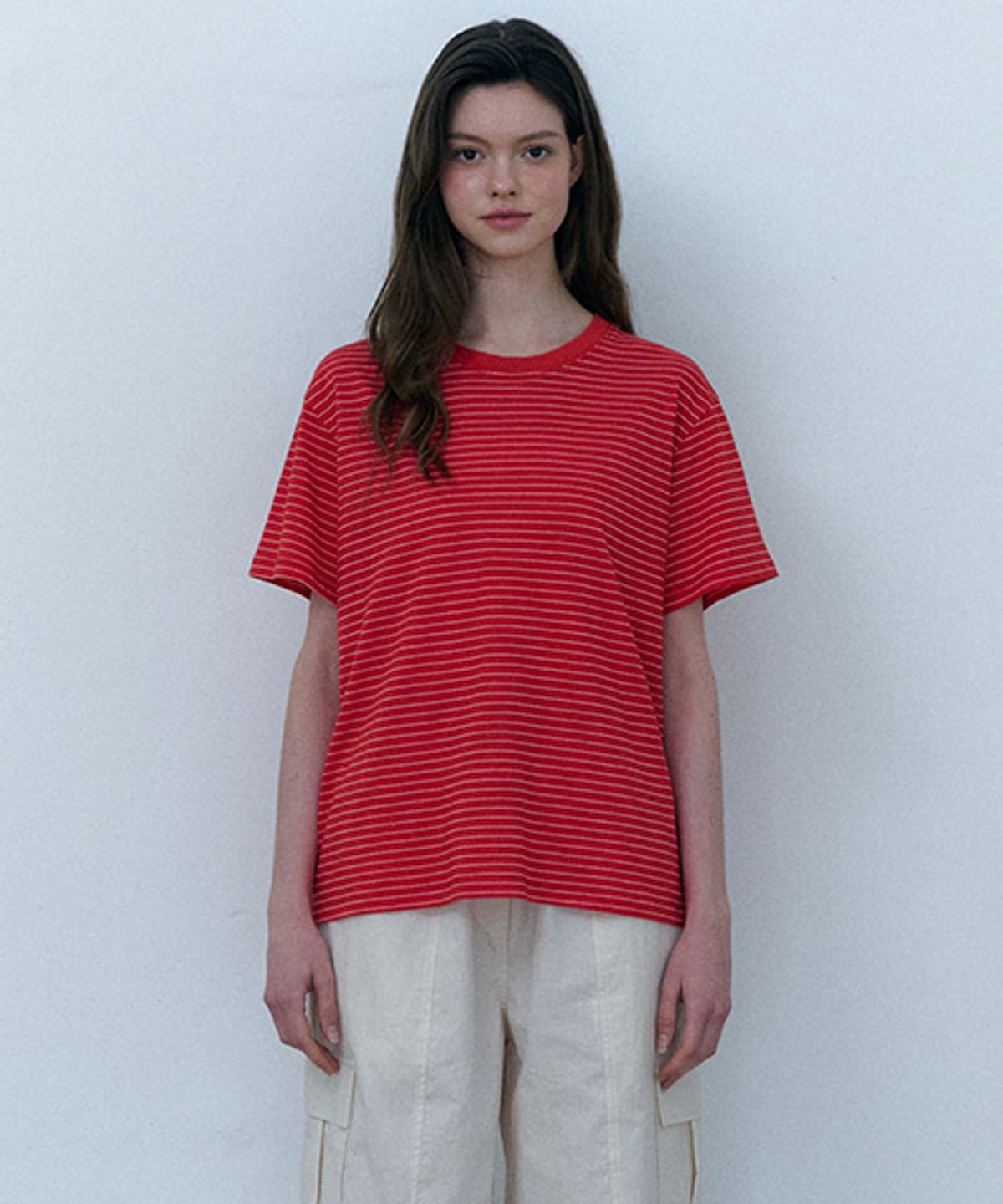 샵아라(SHOP,ARA) Emily Stripe T-shirt_Red