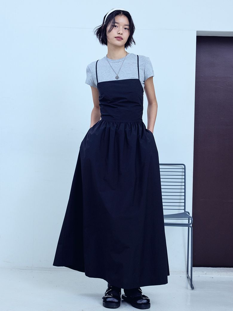 OPEN BACK RIBBON DRESS_BLACK