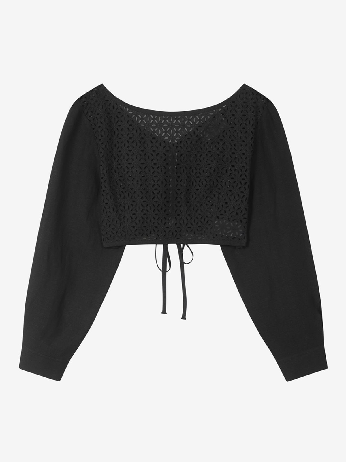 엘유브이엠(LUVM) PUNCHING OPEN BACK BLOUSE_BLACK