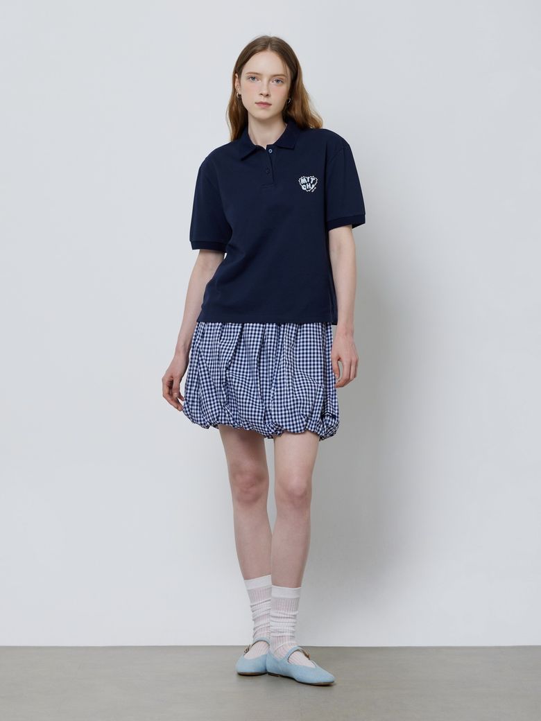 BALLOON MINI SKIRT_CHECKED FABRIC