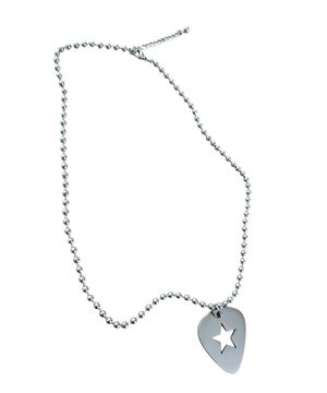 Star Guitar Pick Ball Chain Necklace ((steel))