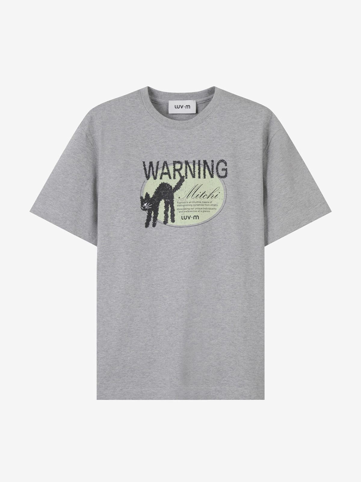 엘유브이엠(LUVM) MITCHI WARNING PRINTING T-SHIRTS_MELANGE GRAY
