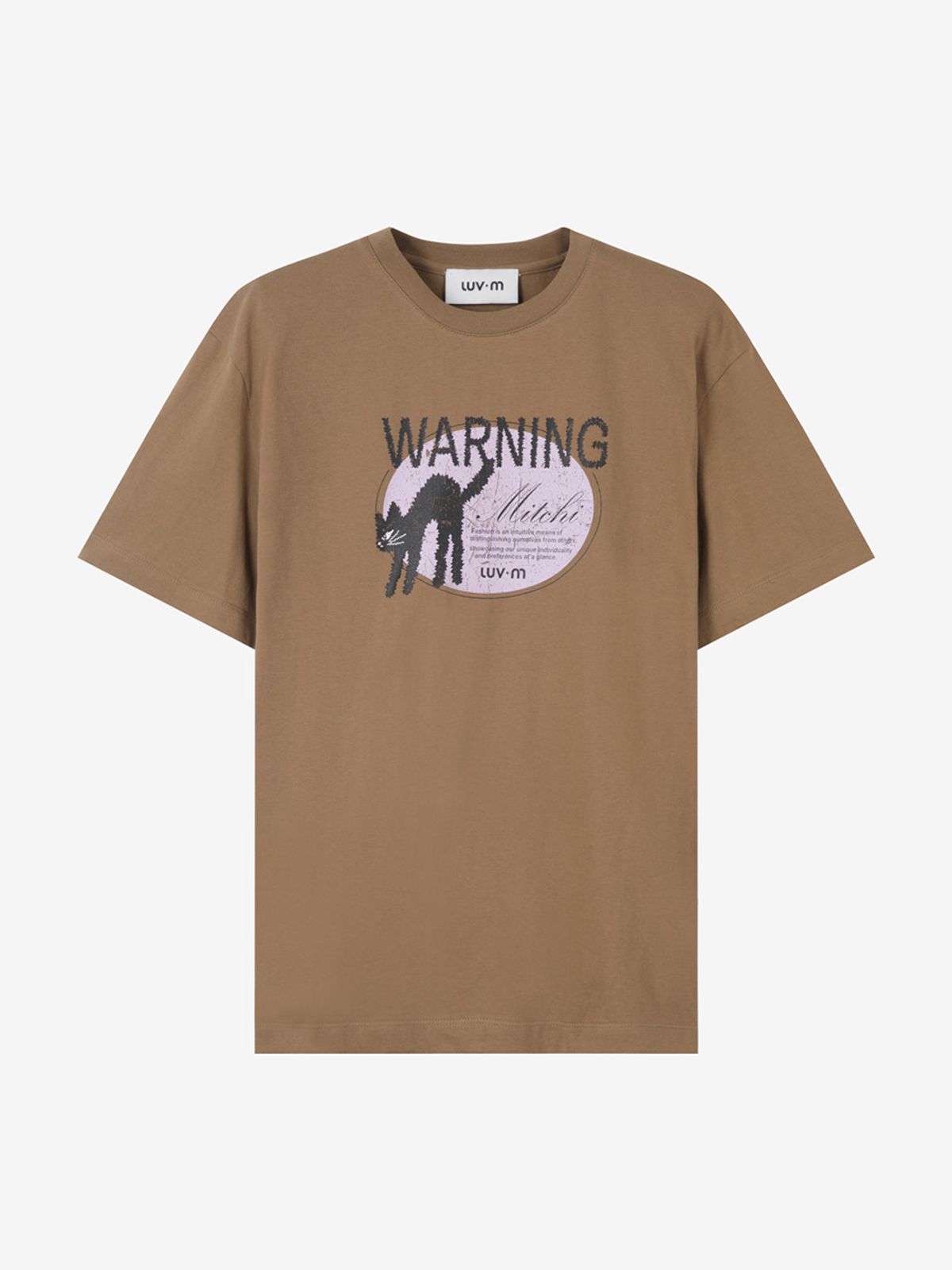 엘유브이엠(LUVM) MITCHI WARNING PRINTING T-SHIRTS_BROWN