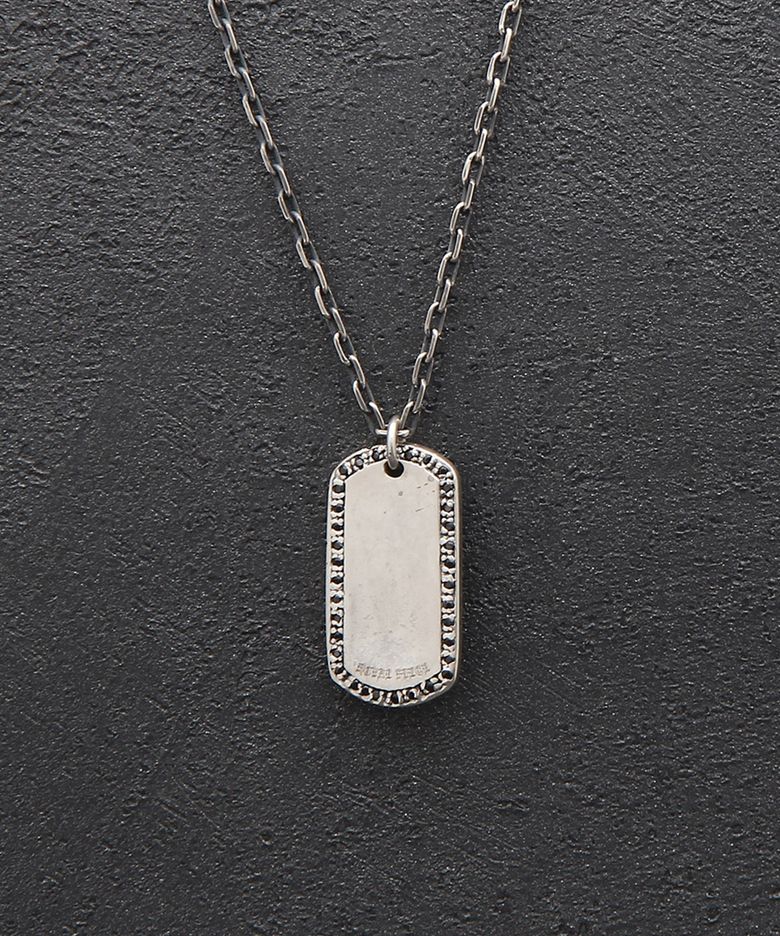 Black CZ dog tag pentant