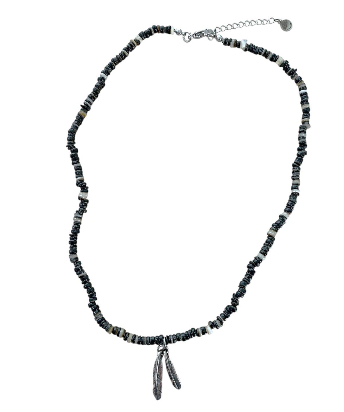 스케이터락(SK8ER ROCK) Vintage Feather Black Nacre Necklace ((black mixed))