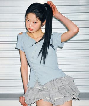 T19.00 Snep point Short-sleeved cardigan _ Mint