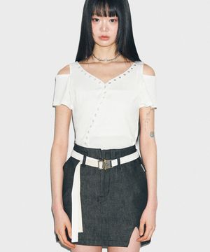 T19.00 Snep point Short-sleeved cardigan _ White