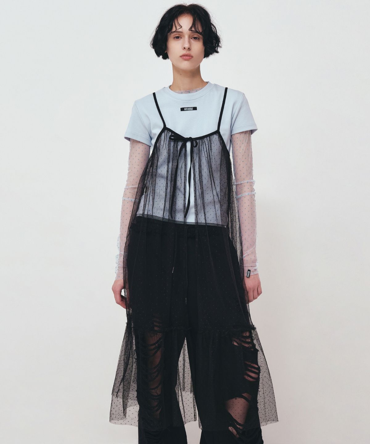 닉앤니콜(NICK&NICOLE) DOTS SEE-THROUGH LAYERED FILL DRESS_BLACK