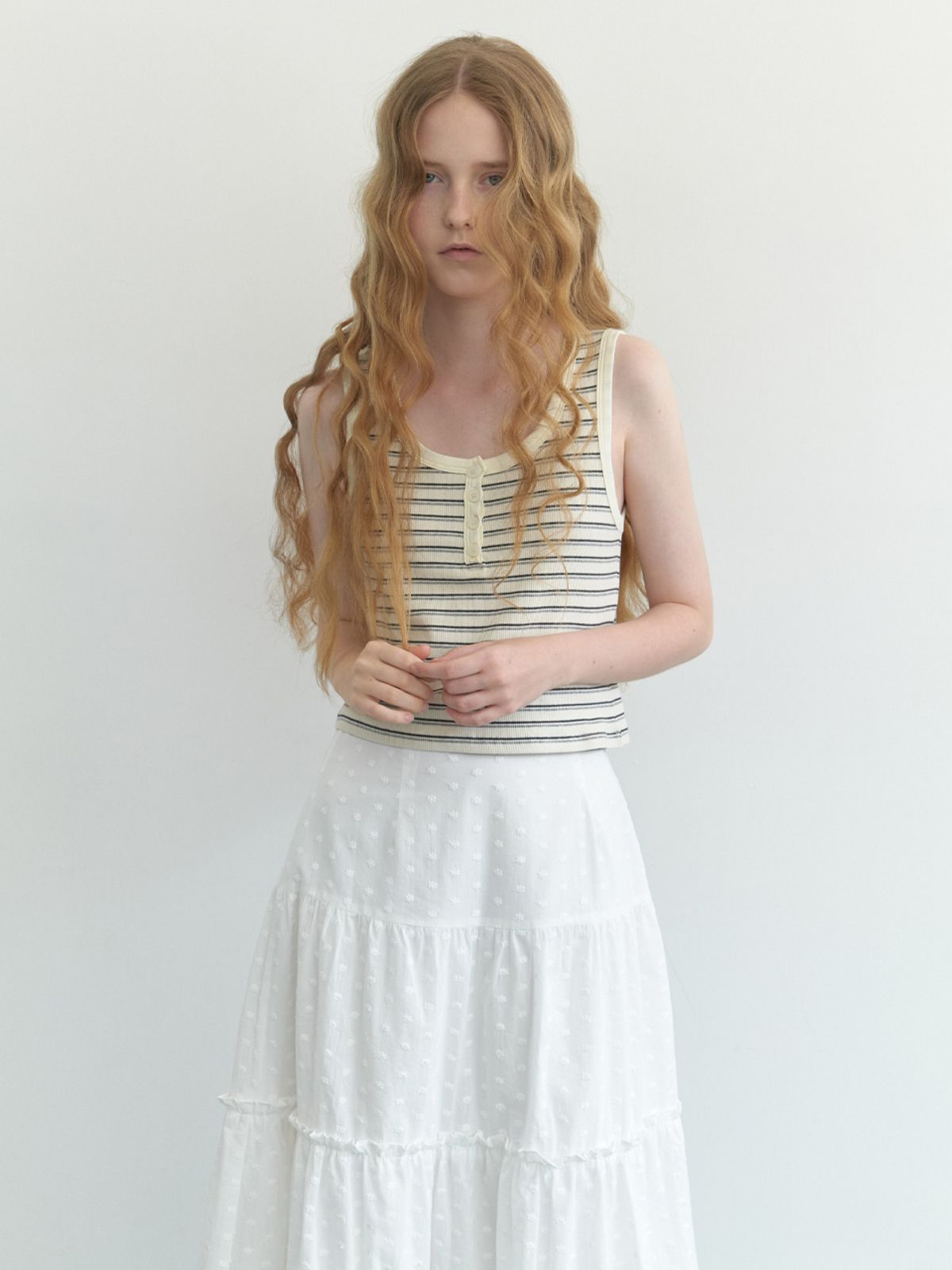 리엘(RE L) Fizz button sleeveless (stripe)