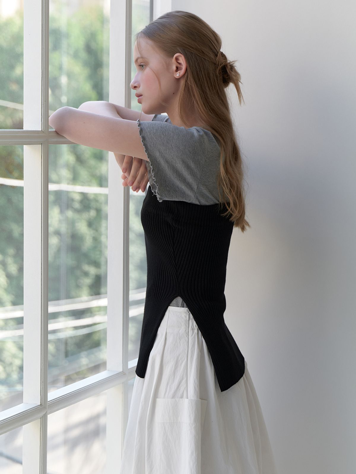 리엘(RE L) Avant knit top (black)