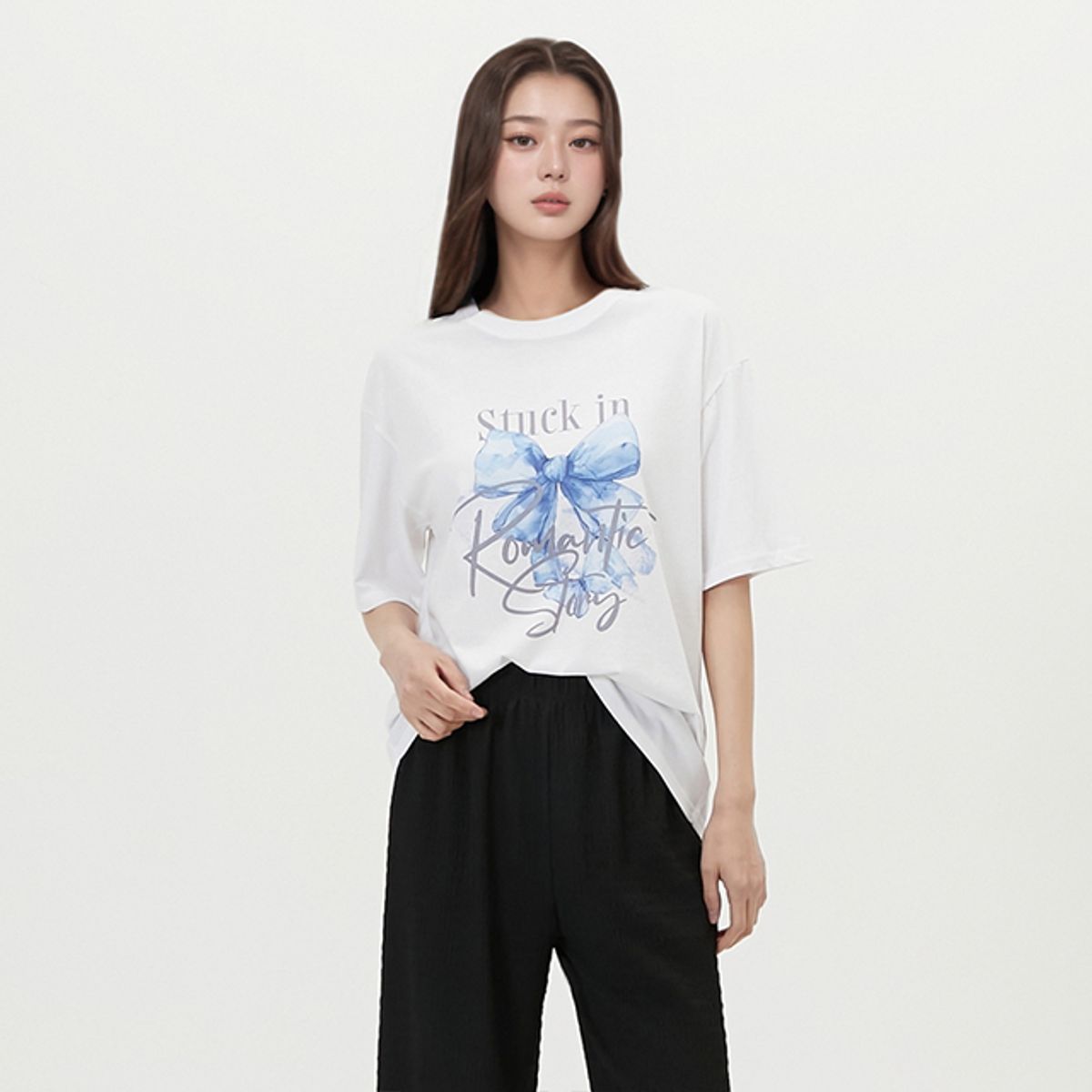 랩(LAP) 리본 디지털프린팅 반팔티셔츠 AR2CT474