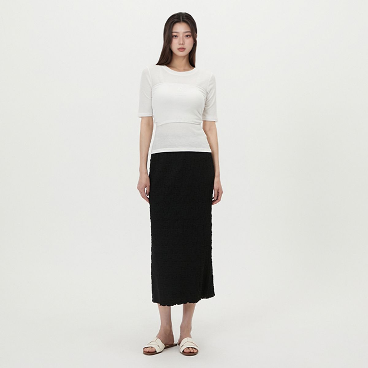 랩(LAP) 슬림핏 롱 밴딩스커트 AR2WS473