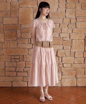 FRILL BUTTON LONG DRESS_LIGHT PINK