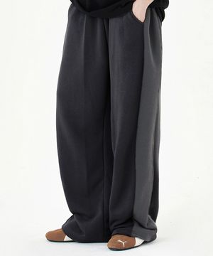 이지 배색 와이드 팬츠_다크그레이 [ULZT_0203]