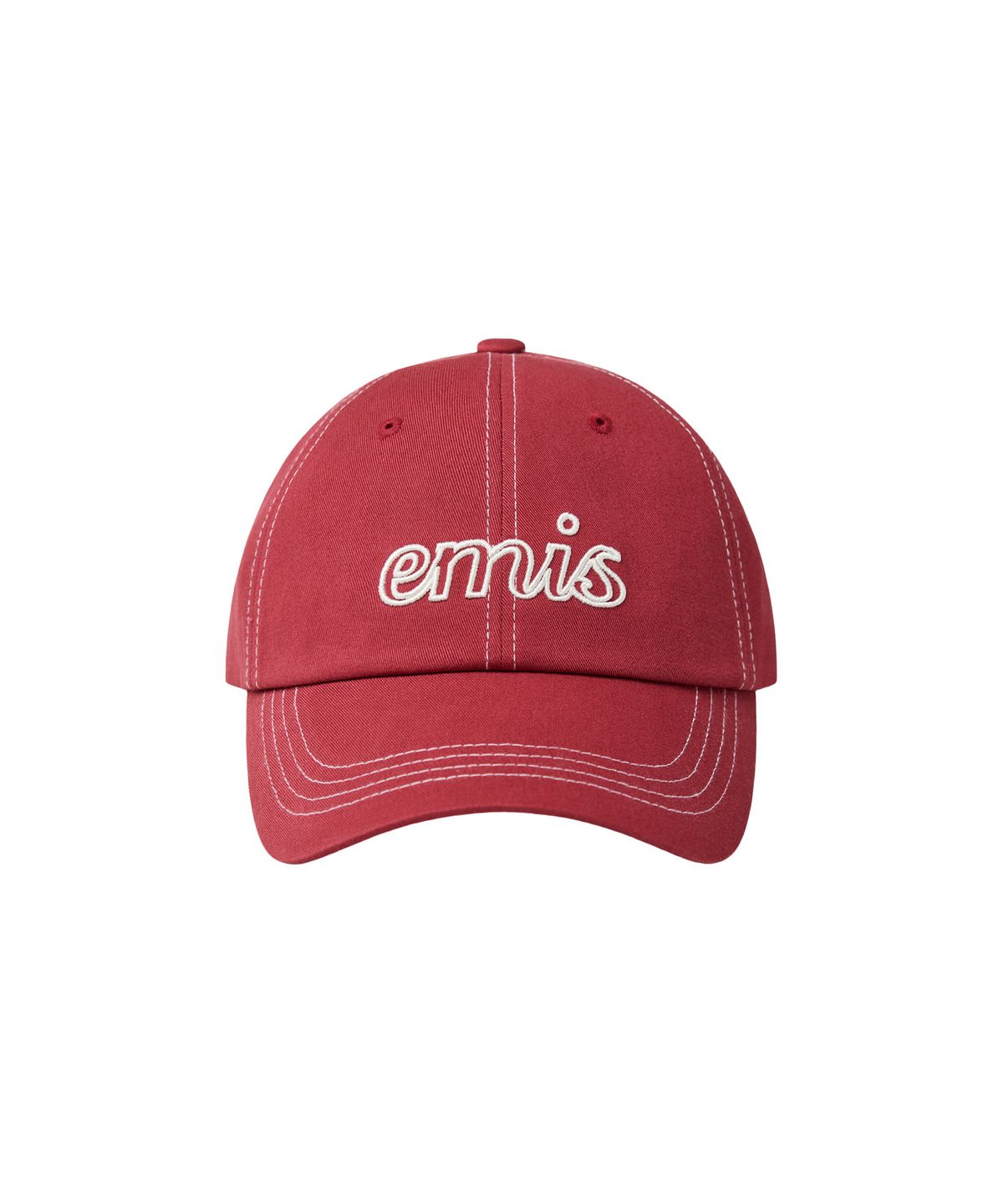 이미스(EMIS) LETTERING LOGO WHITE STITCH BALL CAP-RED
