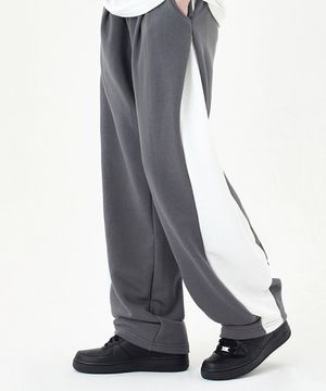 이지 핀턱 배색 와이드 팬츠_다크그레이 [ULZT_0303]