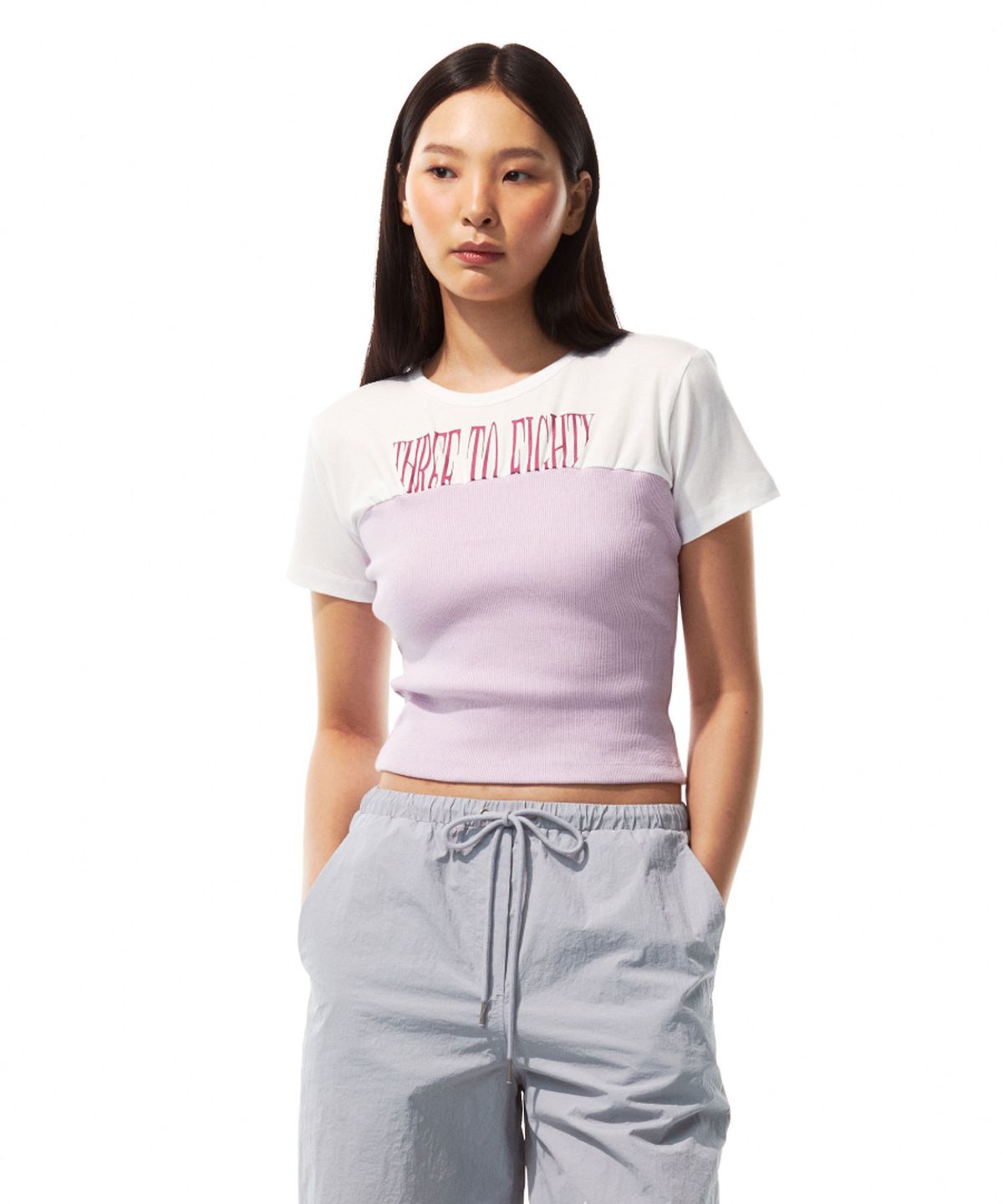 쓰리투에이티(THREE TO EIGHTY) Layered Tube Top T-Shirt (Pink)