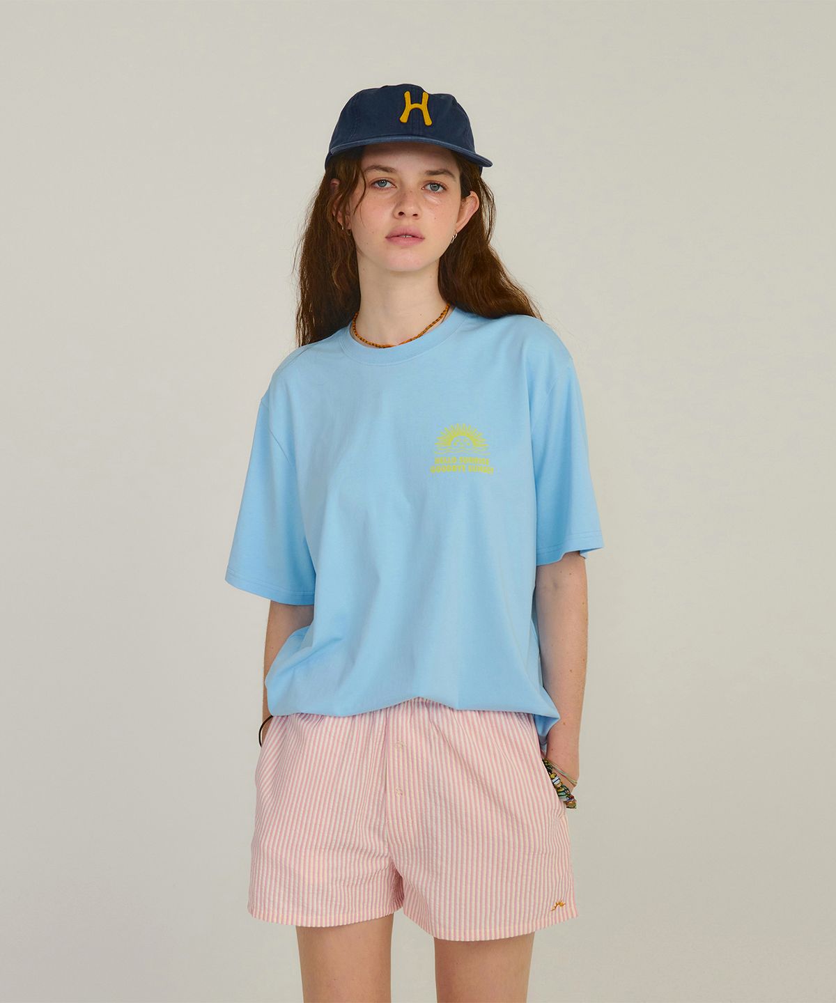 헬로 선라이즈(HELLO SUNRISE) 90s Logo Tee_Sky Blue