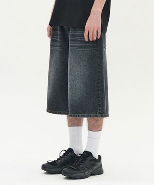 워시드 버뮤다 데님 팬츠 (DEEP INDIGO)