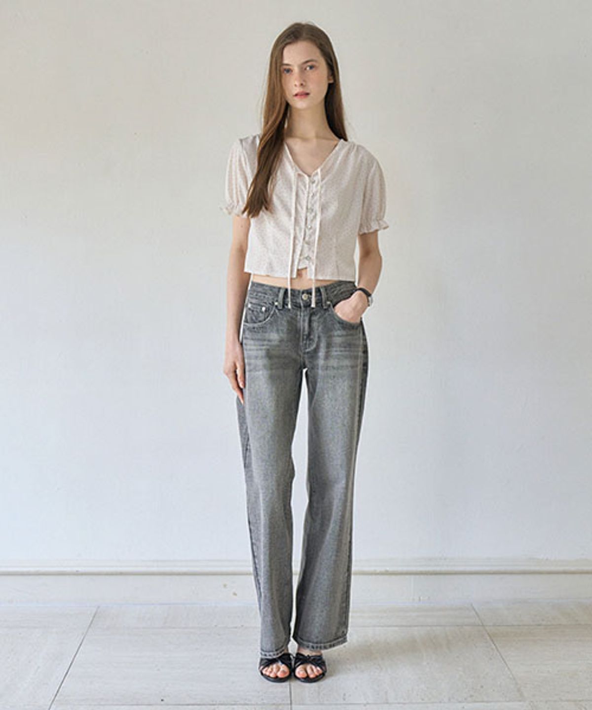 헤인트(HAINT) SIGNY LOW RISE WIDE PANTS_GRAY