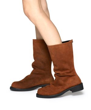 빈티지 비브람 스웨이드 미들부츠 브라운