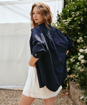 시어서커 오버핏 포켓 셔츠 [네이비]