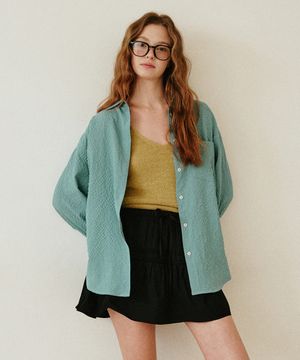 시어서커 루즈핏 엠보 셔츠 [그린]