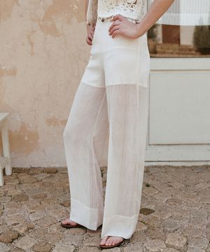 크링클 시어 밴딩 팬츠 [아이보리]