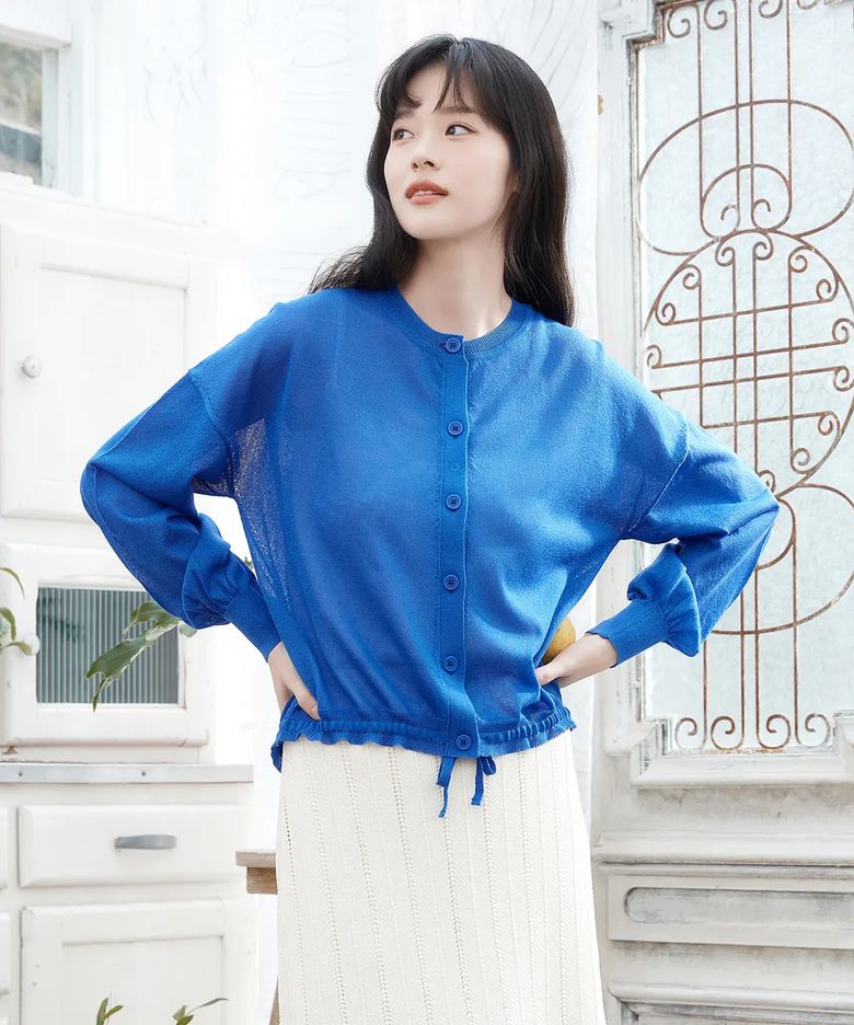 린넨 시어 가디건 [오션블루]