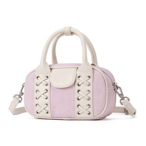 스트링 리본 토트백 [핑크 화이트]