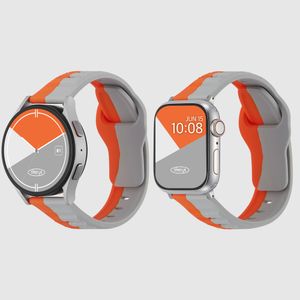 투톤 러기드 스포츠 실리콘 애플워치 스트랩 3 울트라 3 SE3 갤럭시워치 6 호환 밴드 - 오렌지