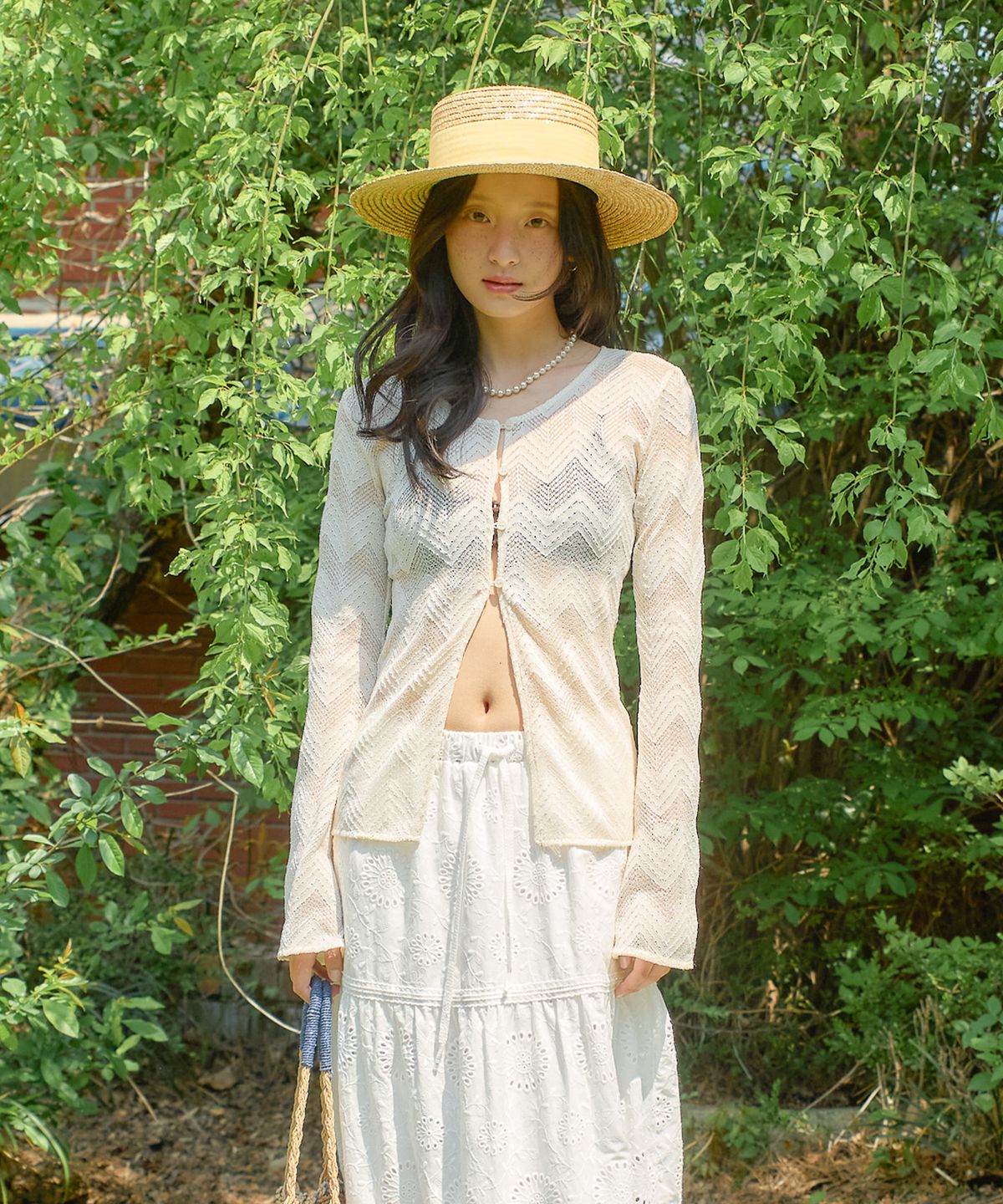 살롱 드 욘(SALON DE YOHN) Lace Button Cardigan_ Ivory