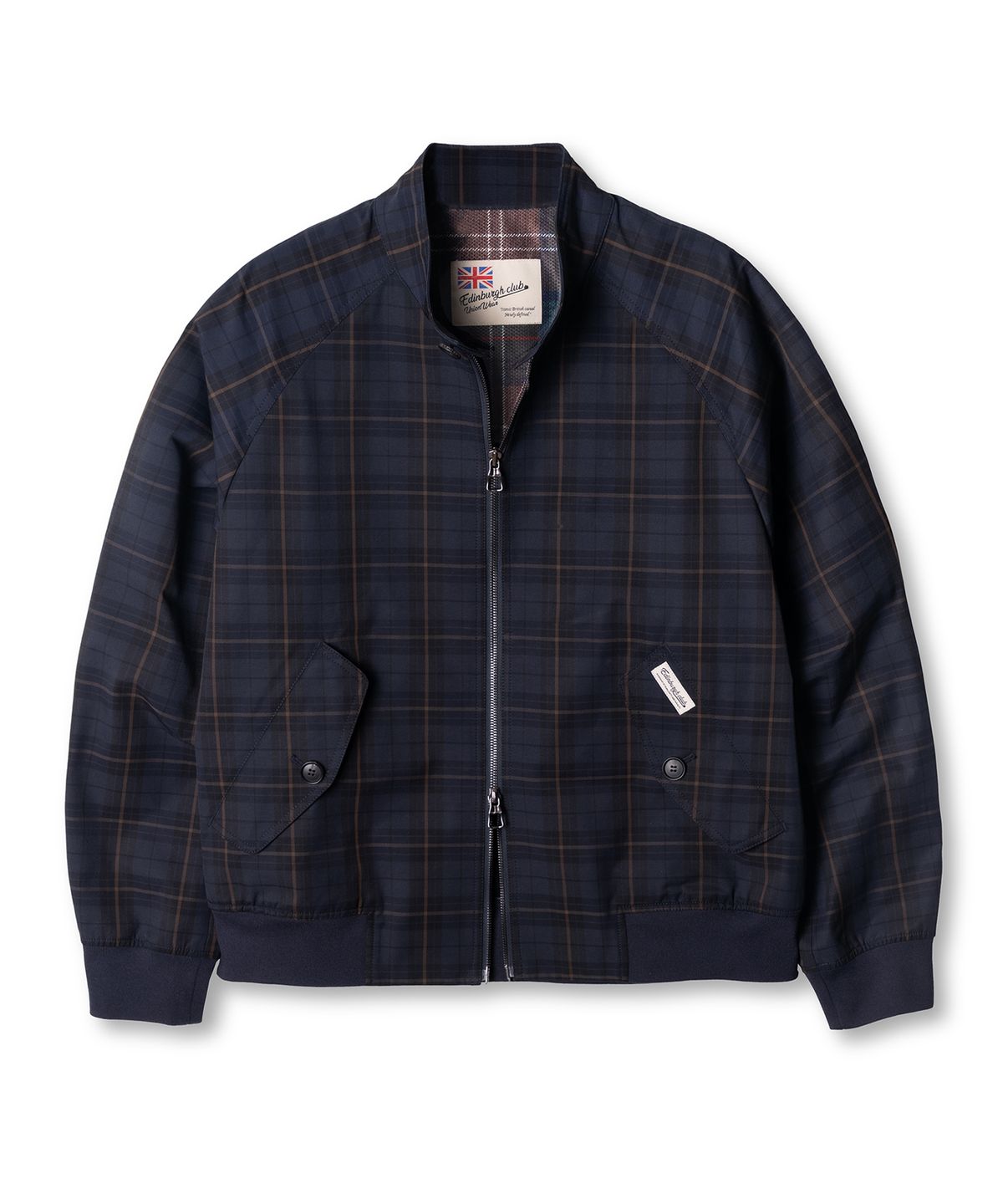 에든버러클럽(EDINBURGH CLUB) Tartan Check Harrington Jacket (Navy)