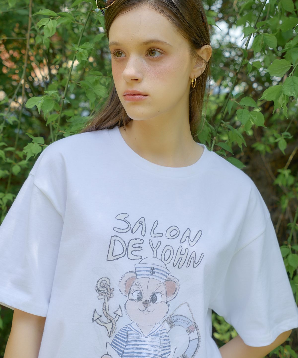 살롱 드 욘(SALON DE YOHN) Marine Bear Boxy T_ White